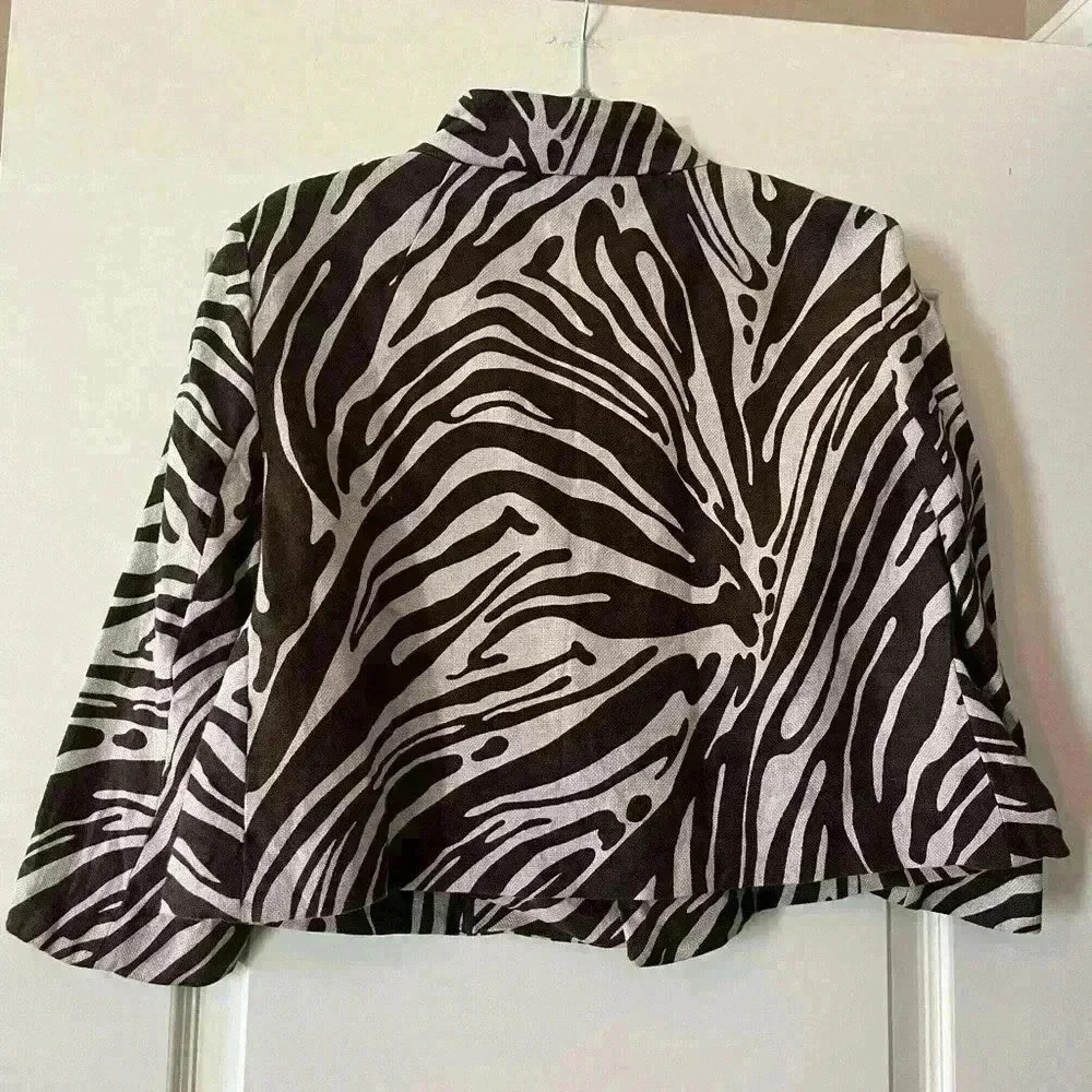 NWOT Michael Kors Brown & White Zebra Jacket Size 12P - Picture 9 of 11